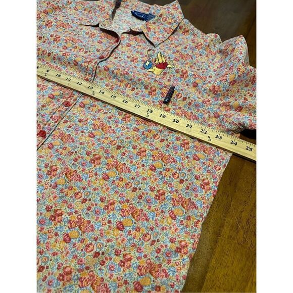 Vintage Winnie The Pooh Embroidered Pink Floral Button up Women’s Shirt Size XL - Picture 10 of 11